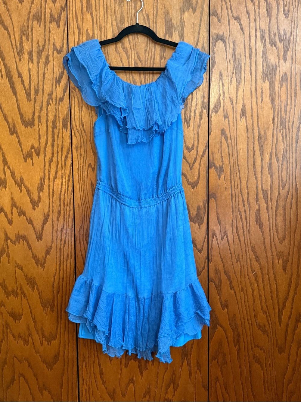 Designers Remix Charlotte Eskildsen Blue Silk Ruffle Dress Size 38 Mini